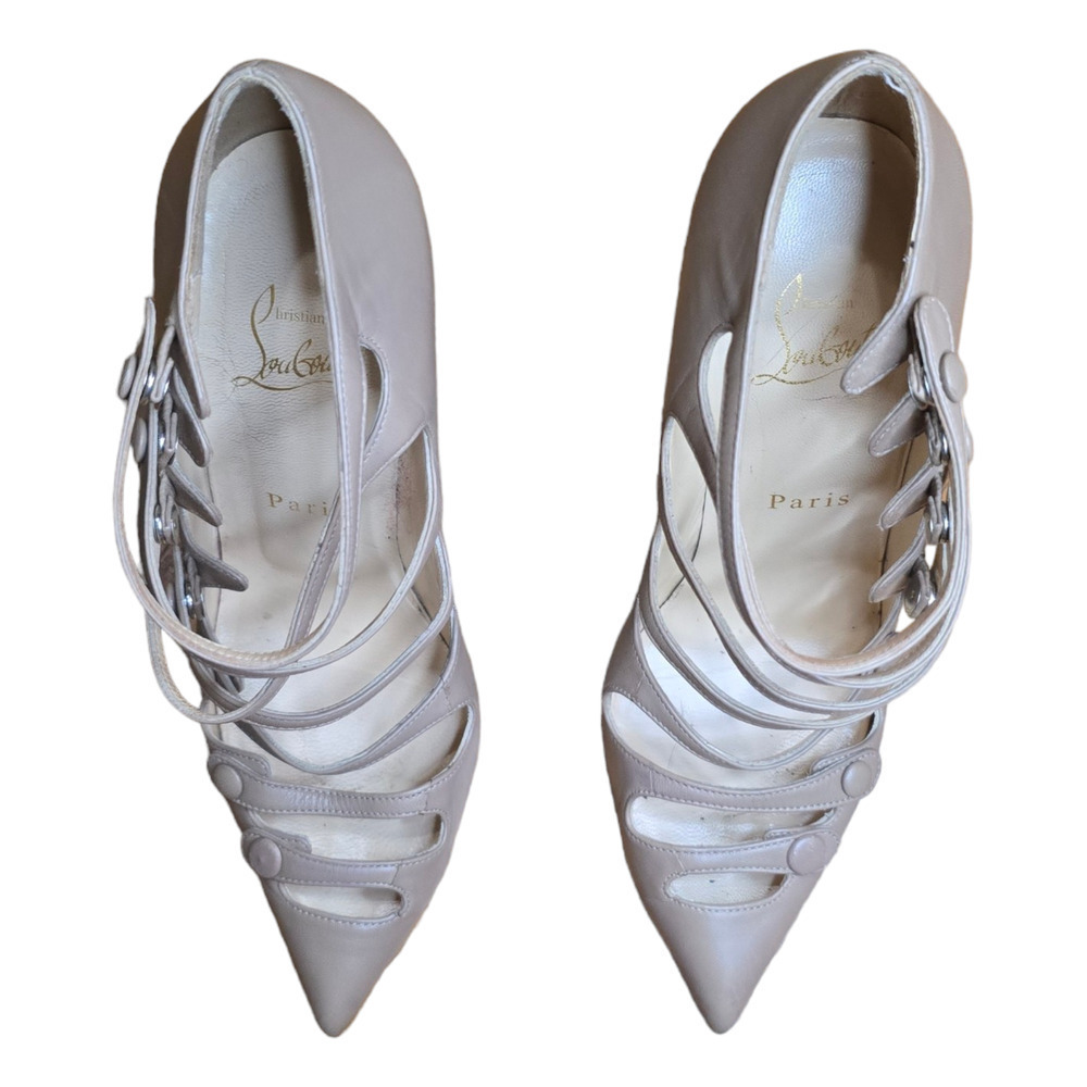 Christian Louboutin Beige Leather Viennana Heels Size 37.5 7 - Picture 5 of 8